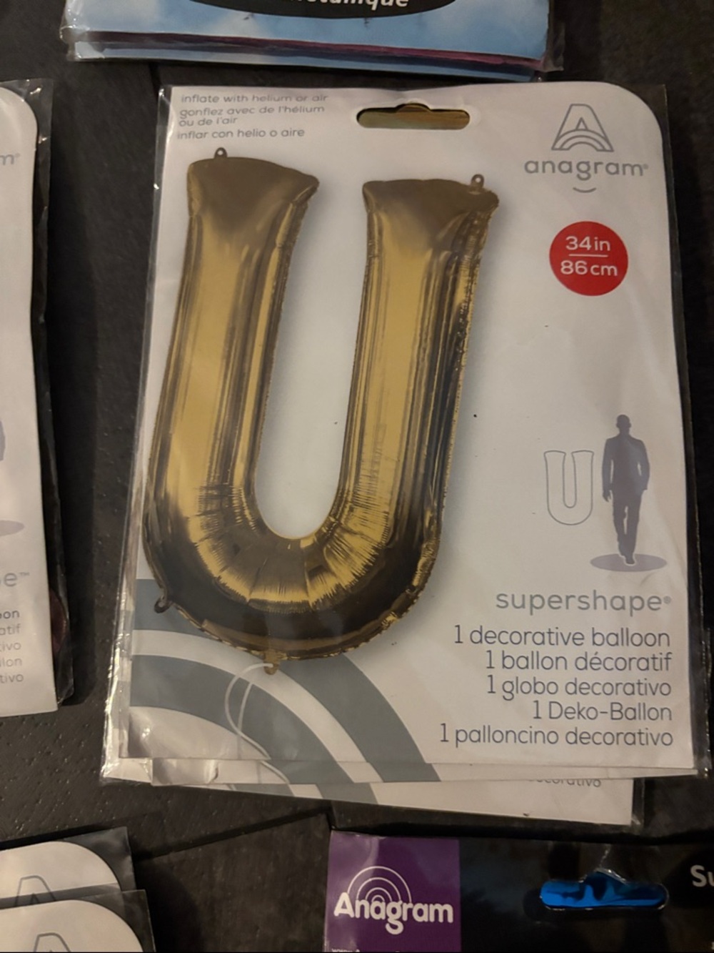Metallic Letter Balloons - Mixed Colors (U, V, O, T, Y) pick your letter - Picture 3 of 3